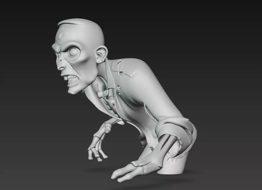 The Last Corpse - Stylized Zombie Survivor Bust 3D print model_10
