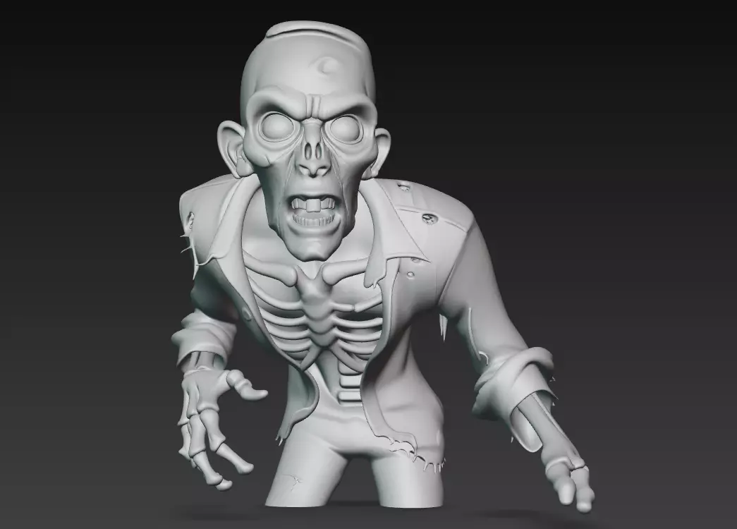 The Last Corpse - Stylized Zombie Survivor Bust 3D print model_8
