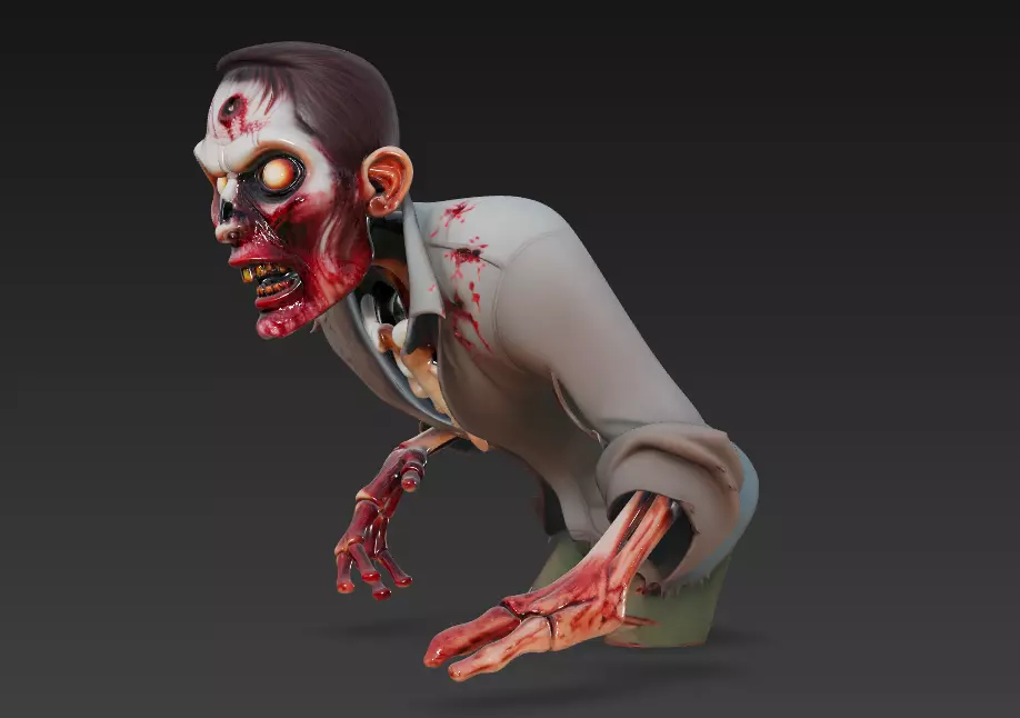 The Last Corpse - Stylized Zombie Survivor Bust 3D print model_0