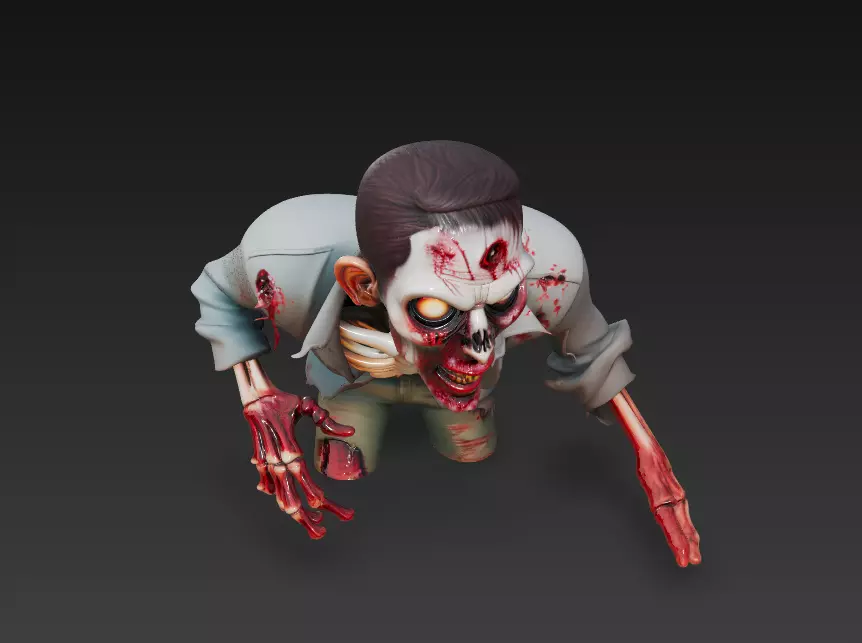The Last Corpse - Stylized Zombie Survivor Bust 3D print model_4