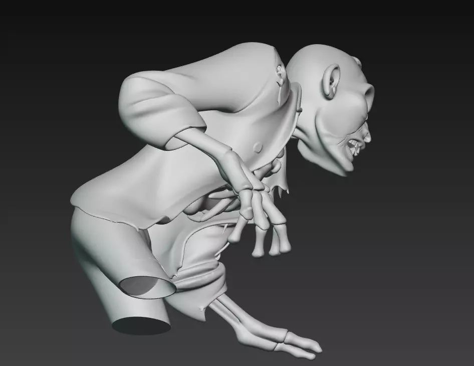 The Last Corpse - Stylized Zombie Survivor Bust 3D print model_11