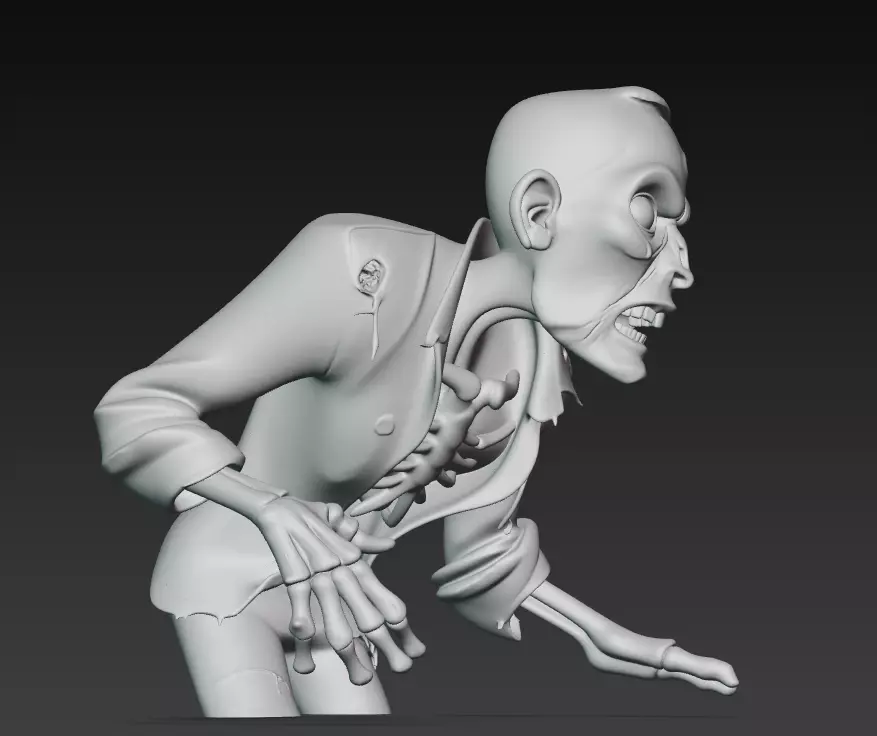 The Last Corpse - Stylized Zombie Survivor Bust 3D print model_9