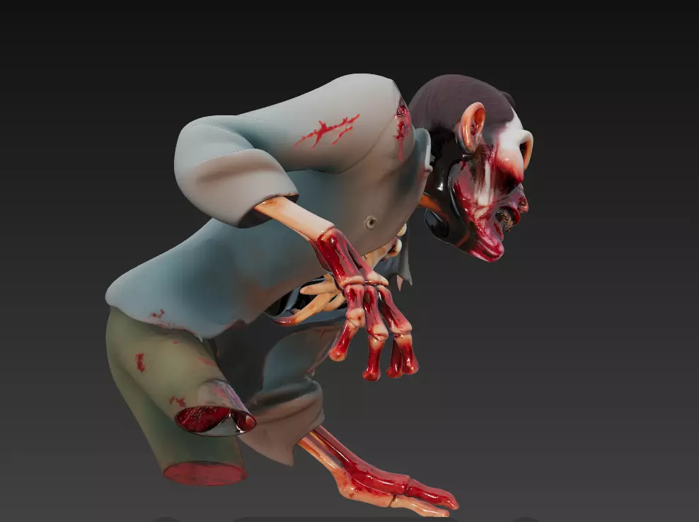 The Last Corpse - Stylized Zombie Survivor Bust 3D print model_3