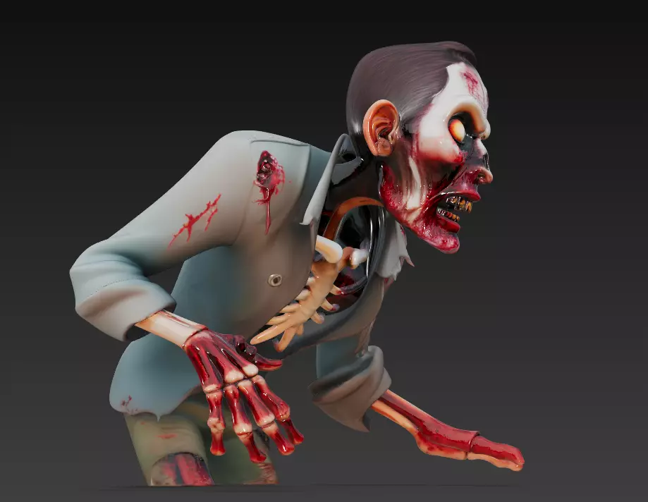 The Last Corpse - Stylized Zombie Survivor Bust 3D print model_2