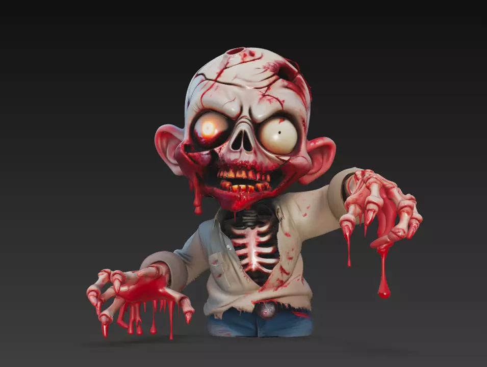 The Dripping Dead - Stylized Zombie Character Sculpture 3D print model_0