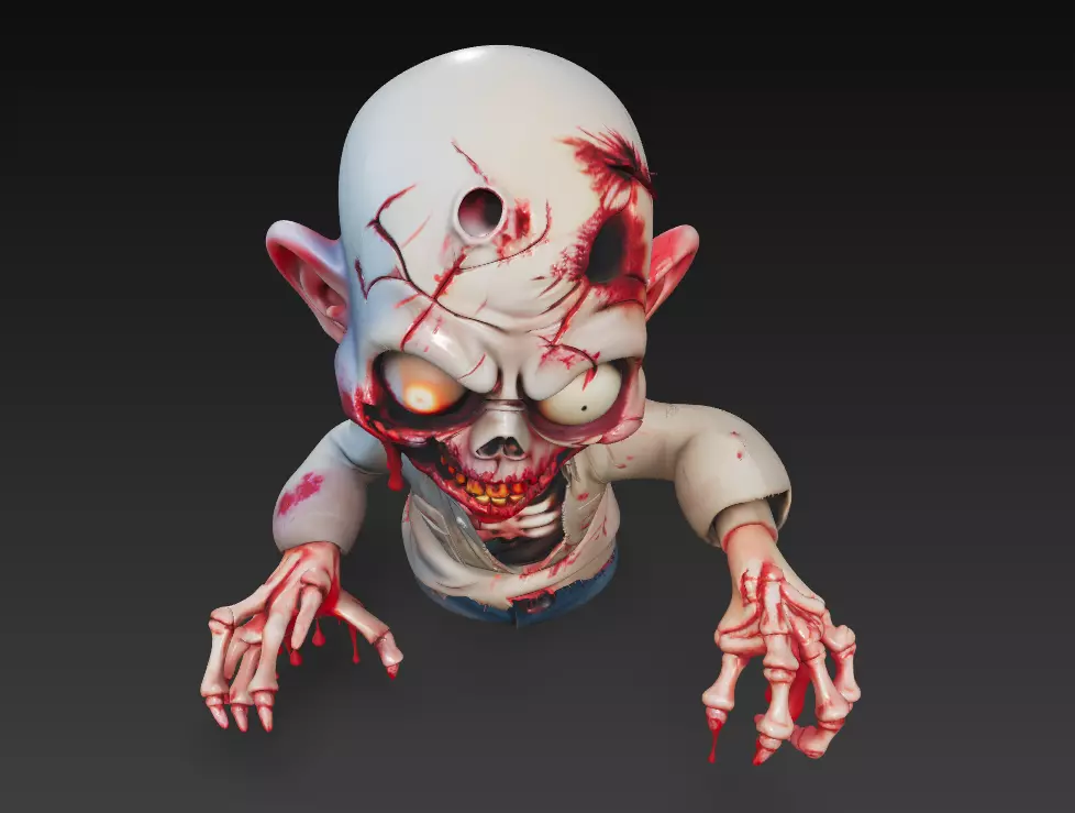The Dripping Dead - Stylized Zombie Character Sculpture 3D print model_2