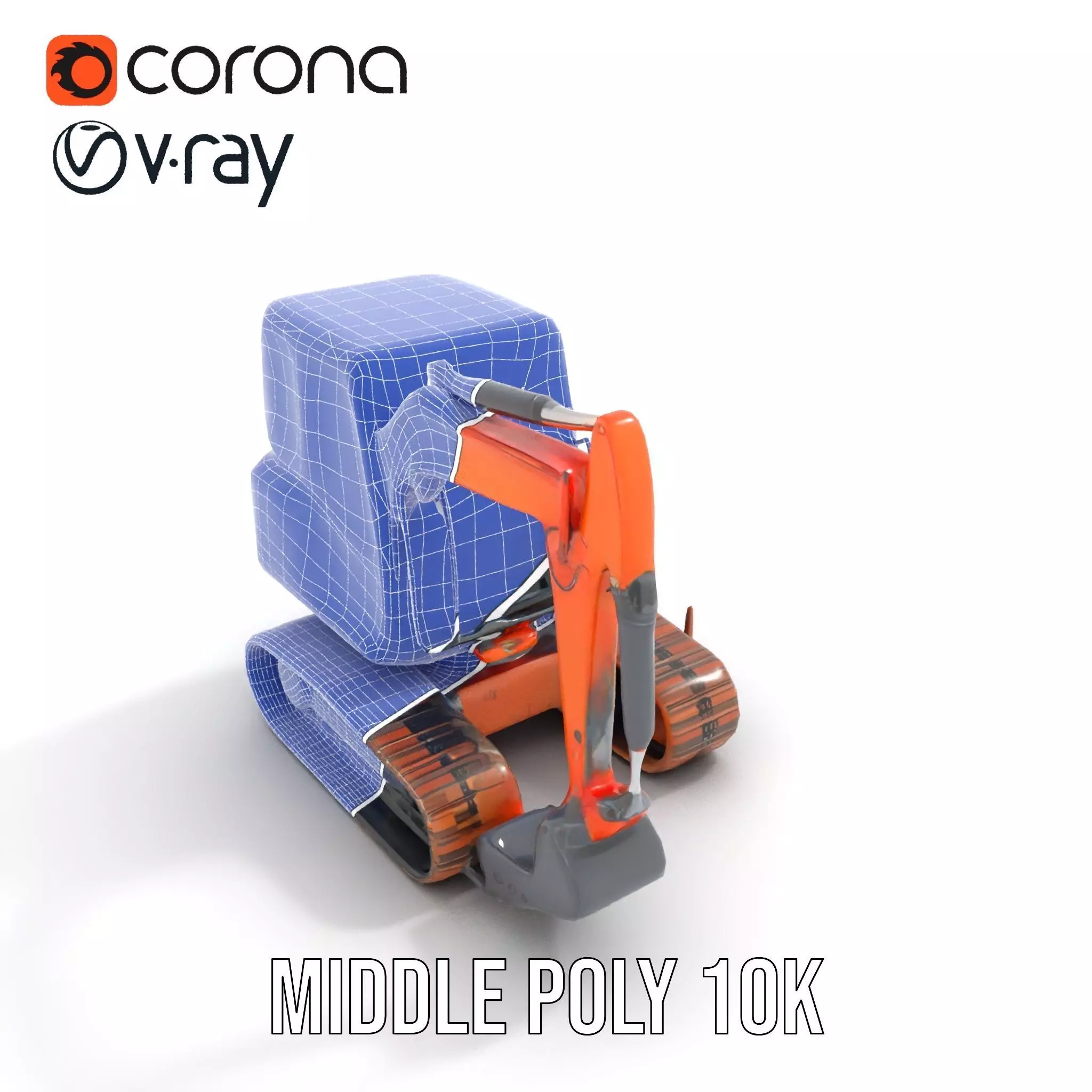 Orange Excavator model pack Low-poly 3D model_11