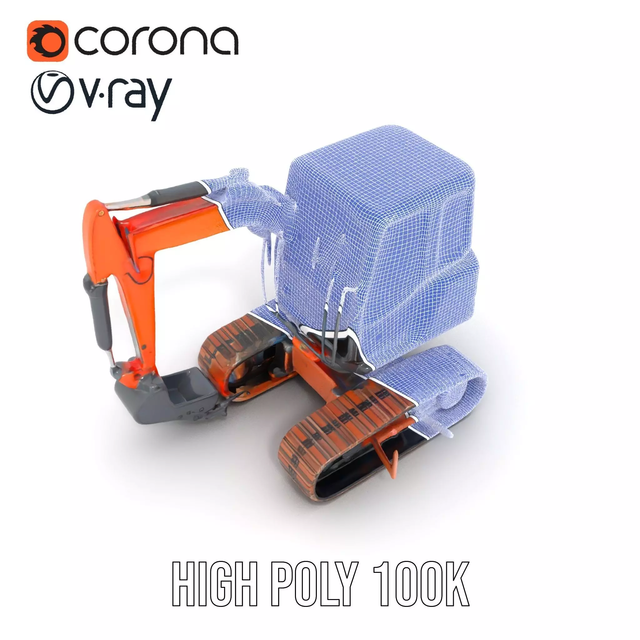Orange Excavator model pack Low-poly 3D model_33
