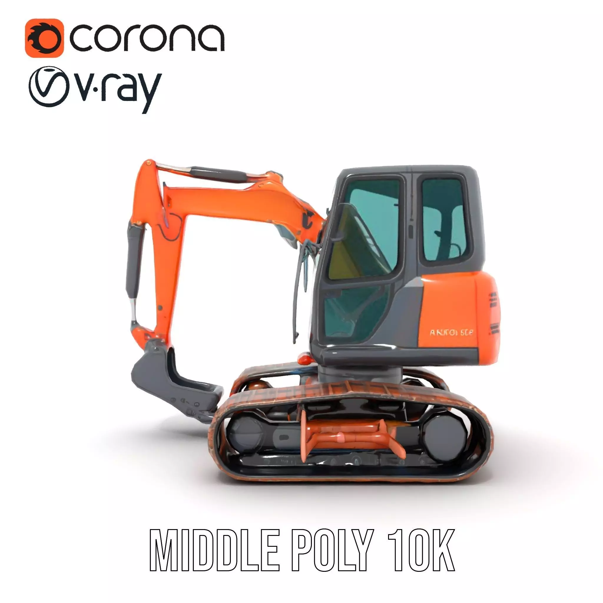 Orange Excavator model pack Low-poly 3D model_6