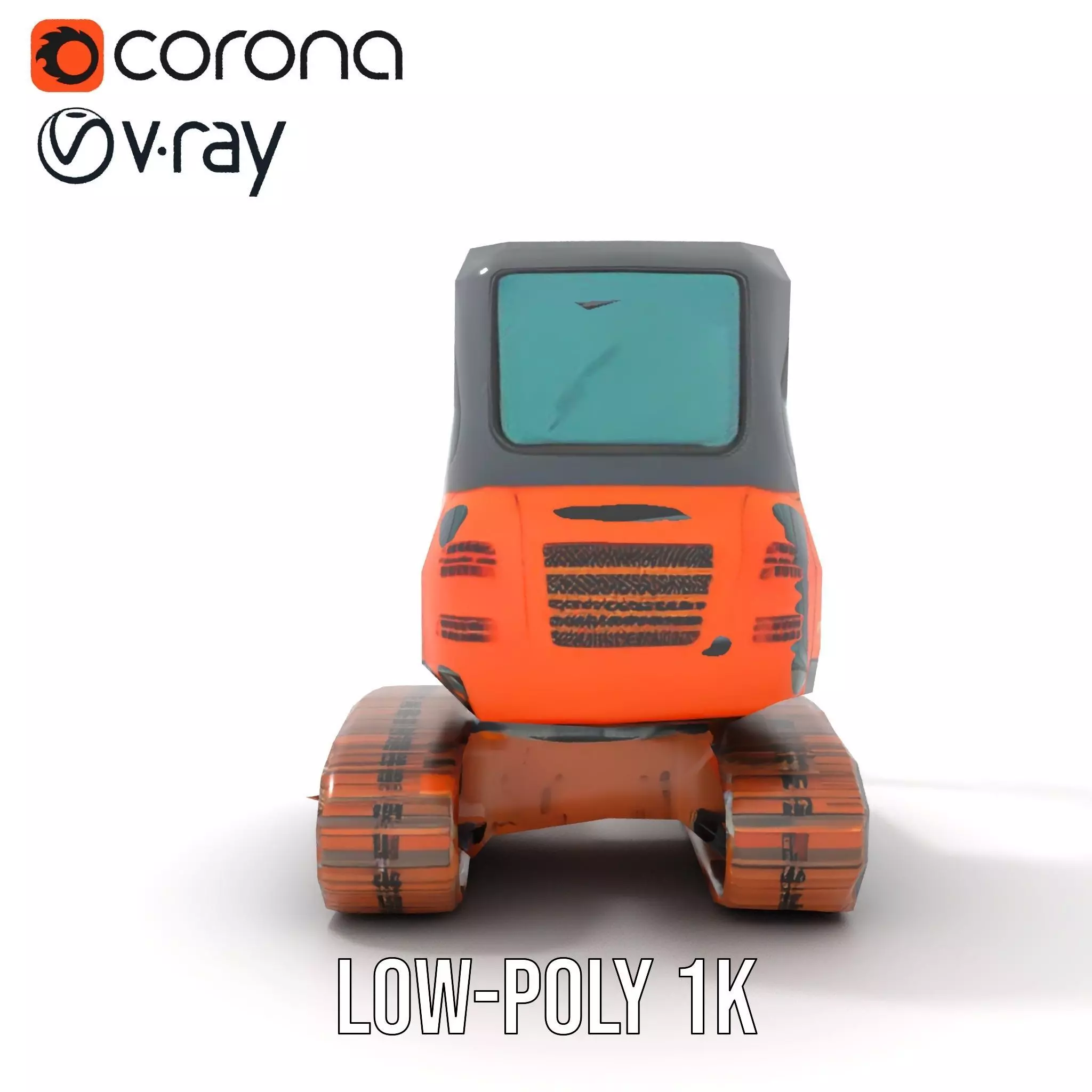 Orange Excavator model pack Low-poly 3D model_9