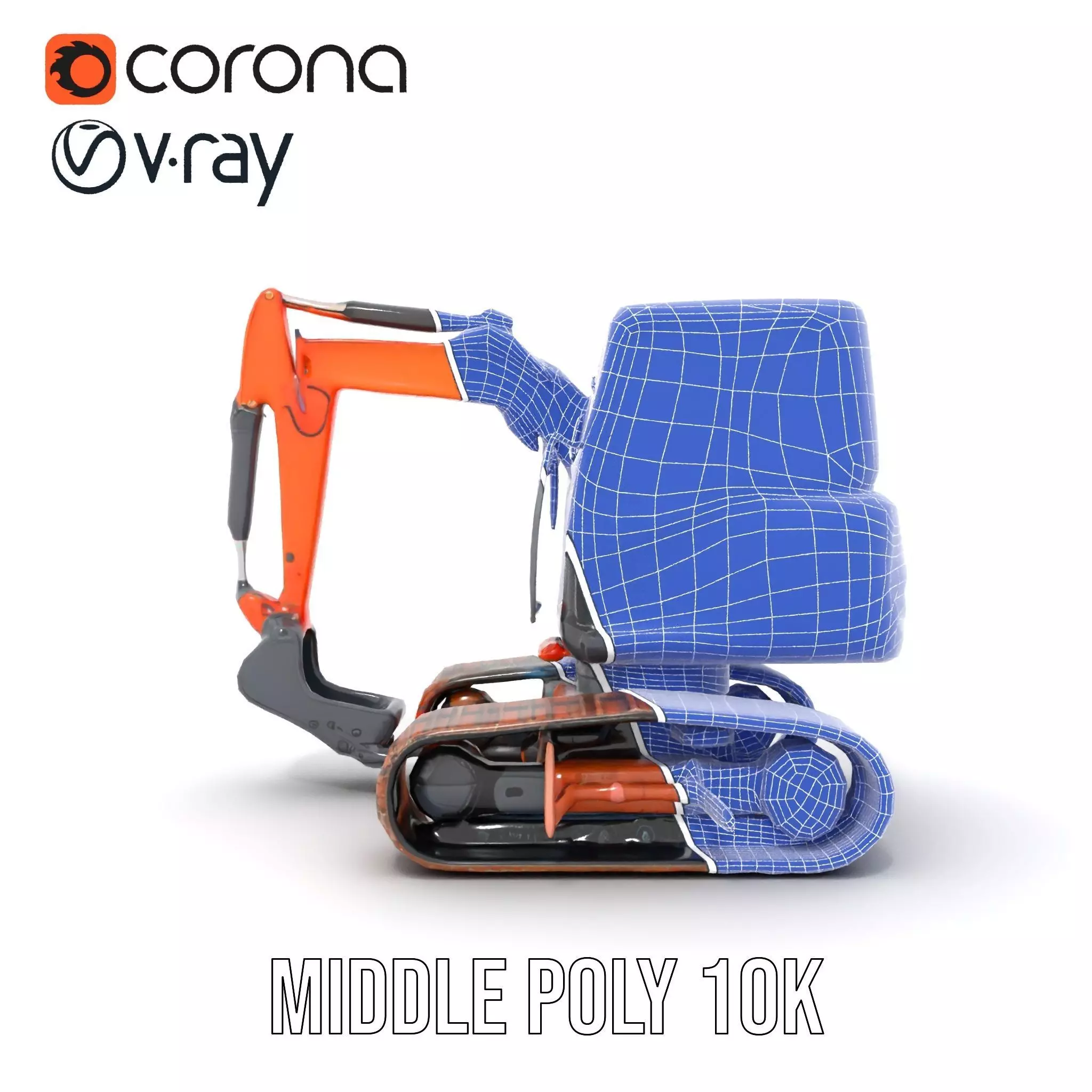 Orange Excavator model pack Low-poly 3D model_26