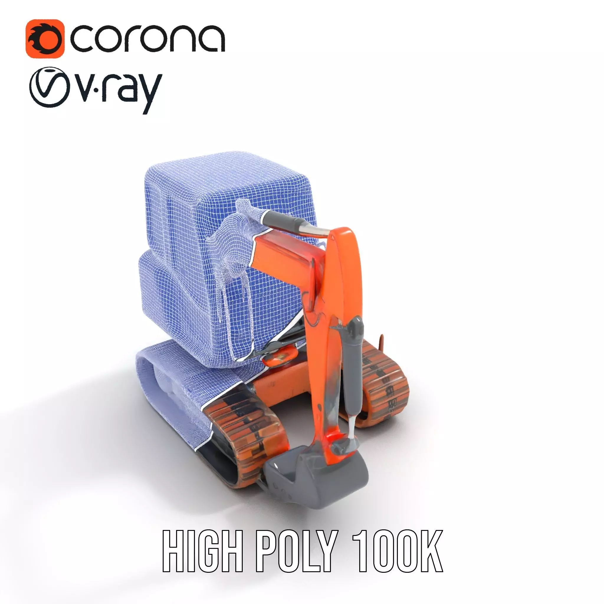 Orange Excavator model pack Low-poly 3D model_31