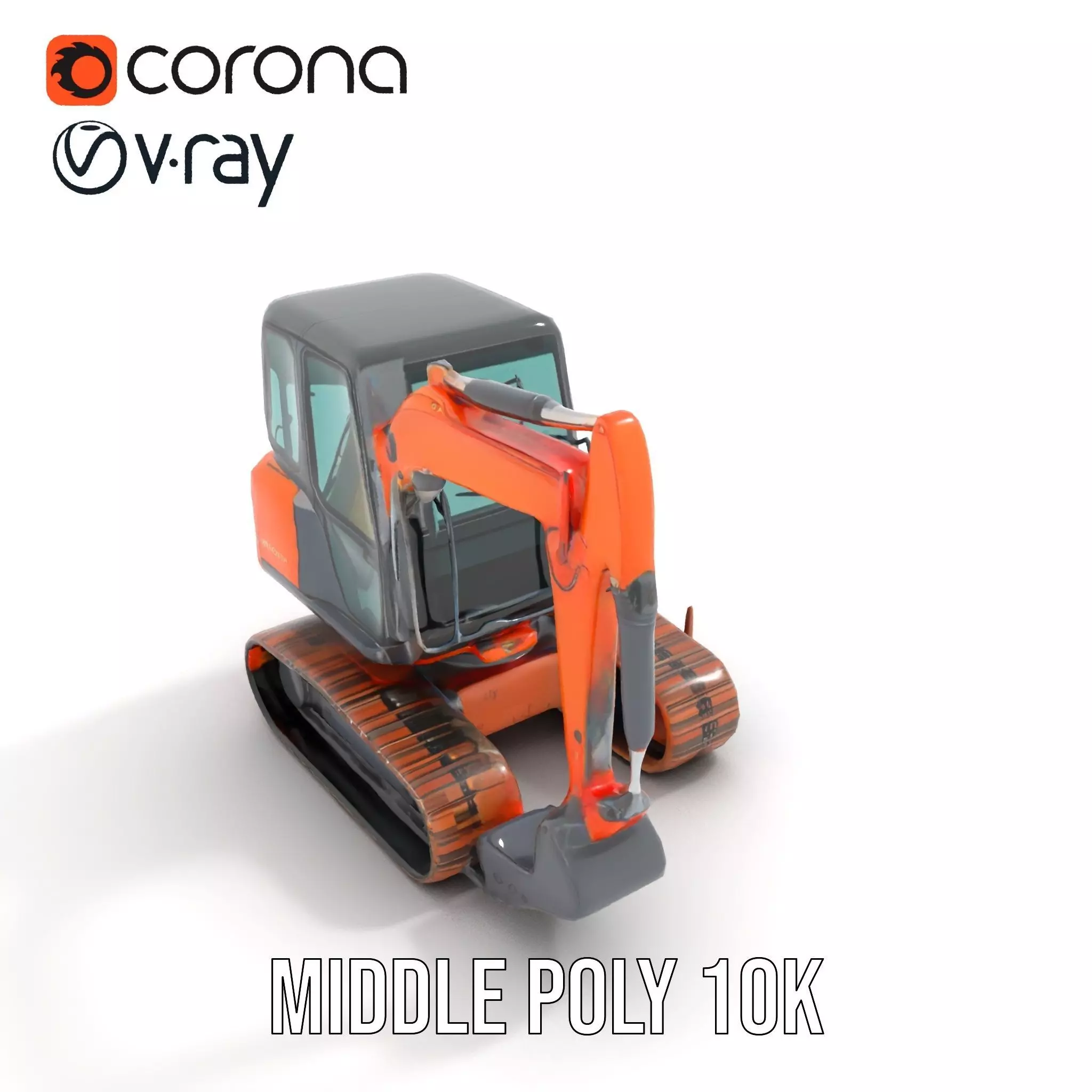 Orange Excavator model pack Low-poly 3D model_23