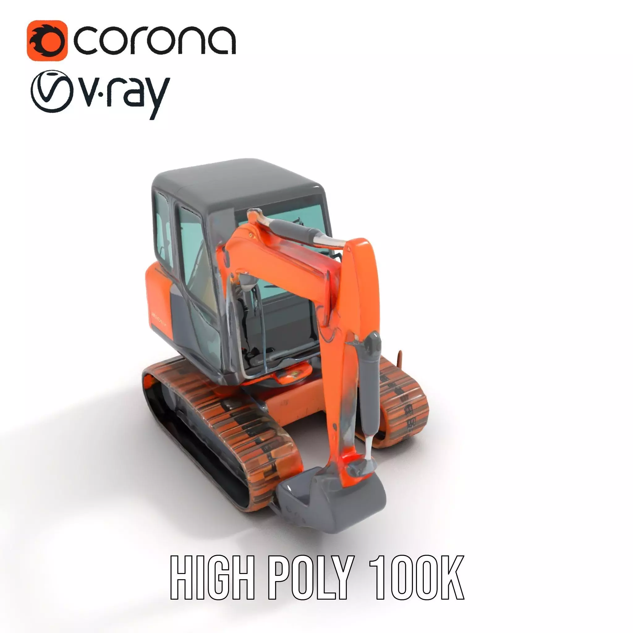 Orange Excavator model pack Low-poly 3D model_17