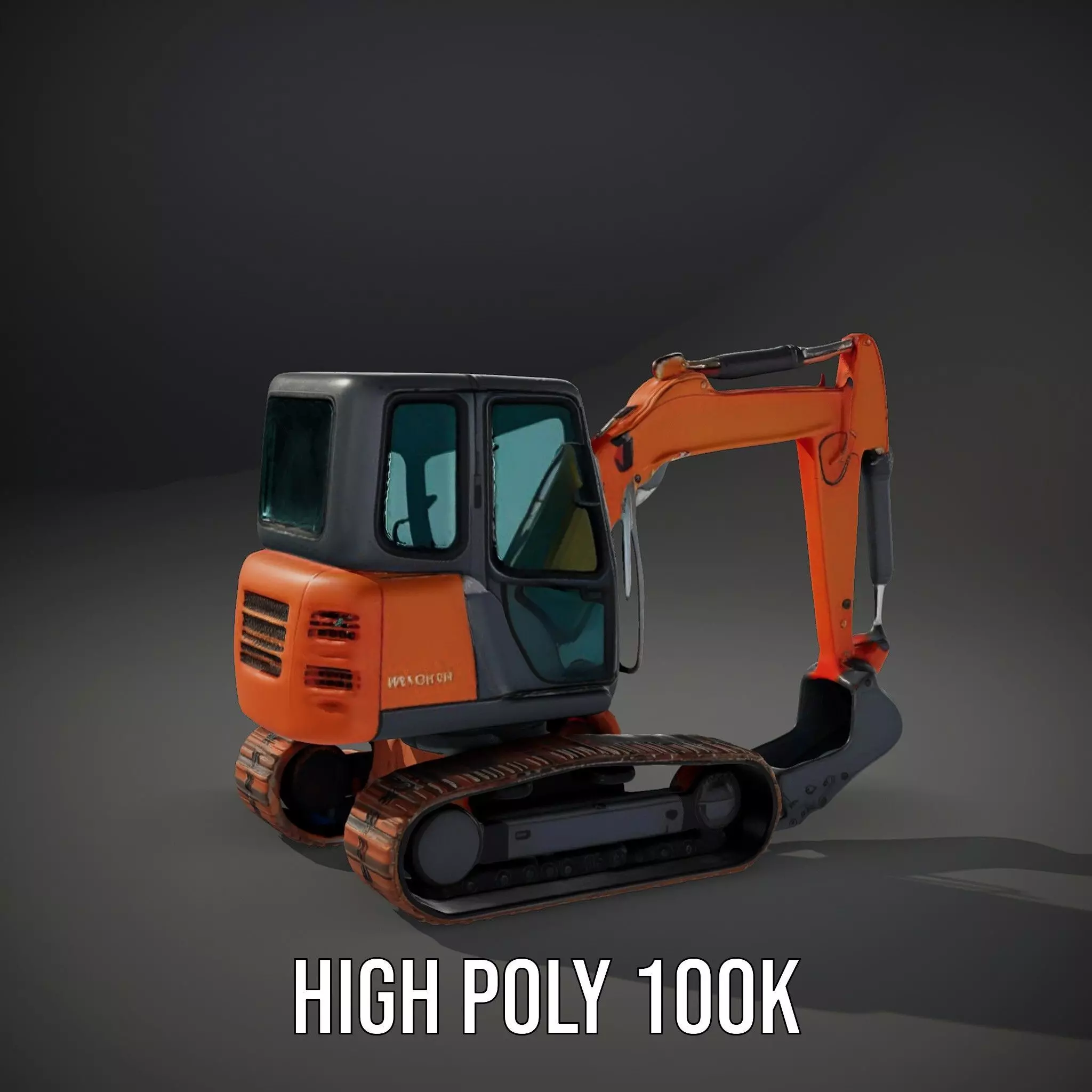 Orange Excavator model pack Low-poly 3D model_8
