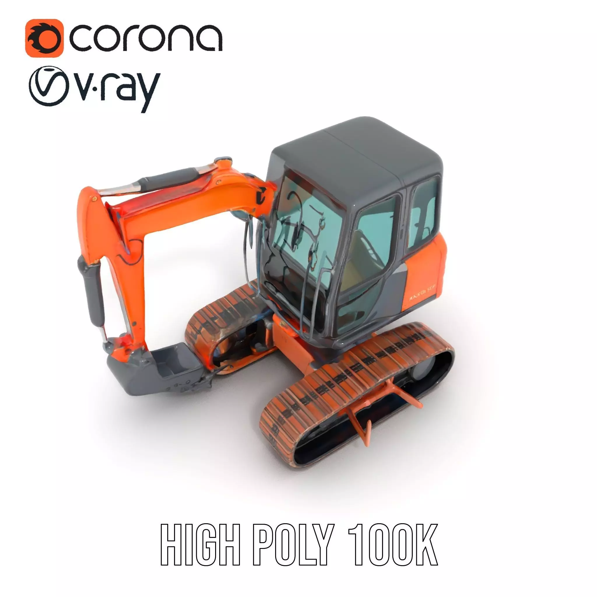 Orange Excavator model pack Low-poly 3D model_25