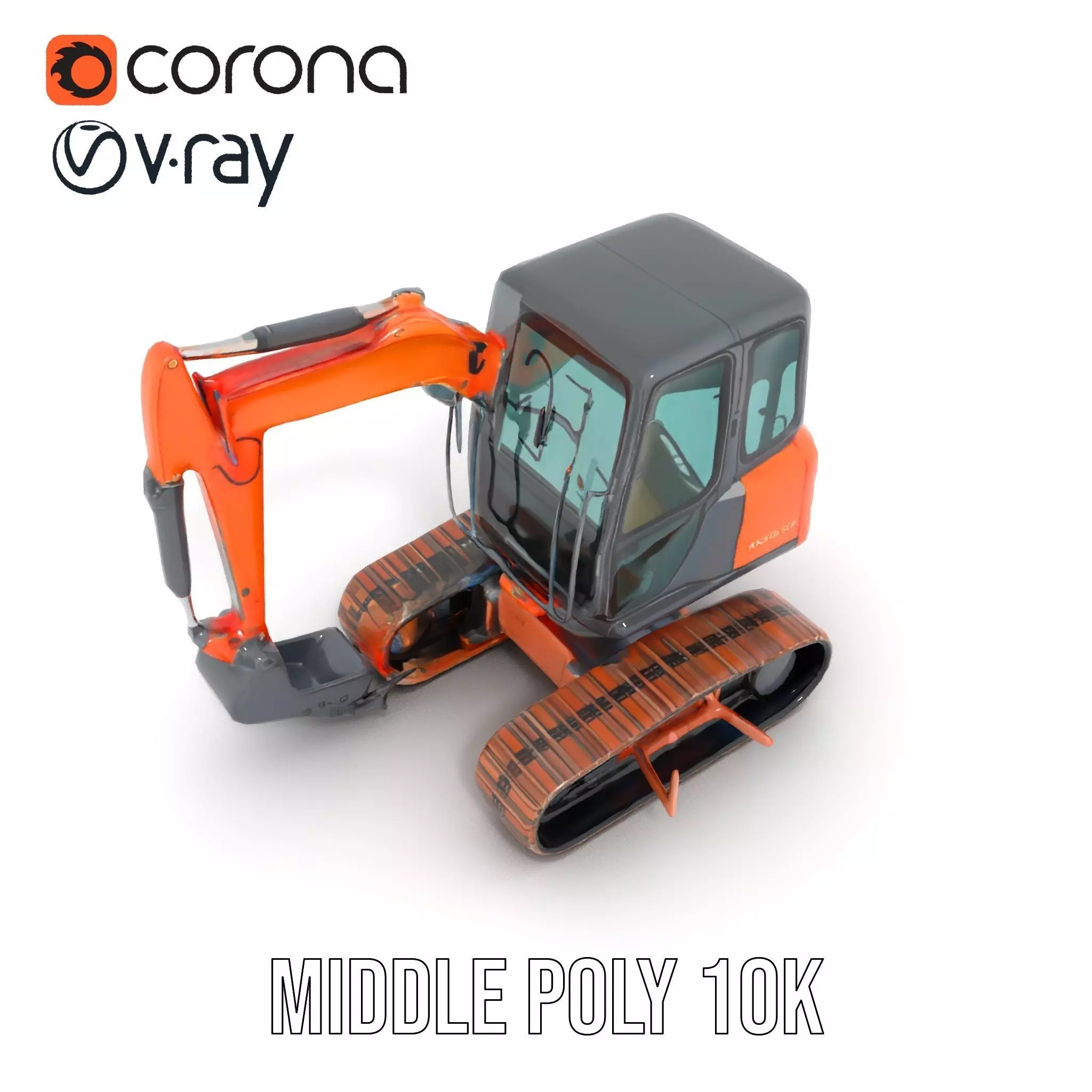 Orange Excavator model pack Low-poly 3D model_13