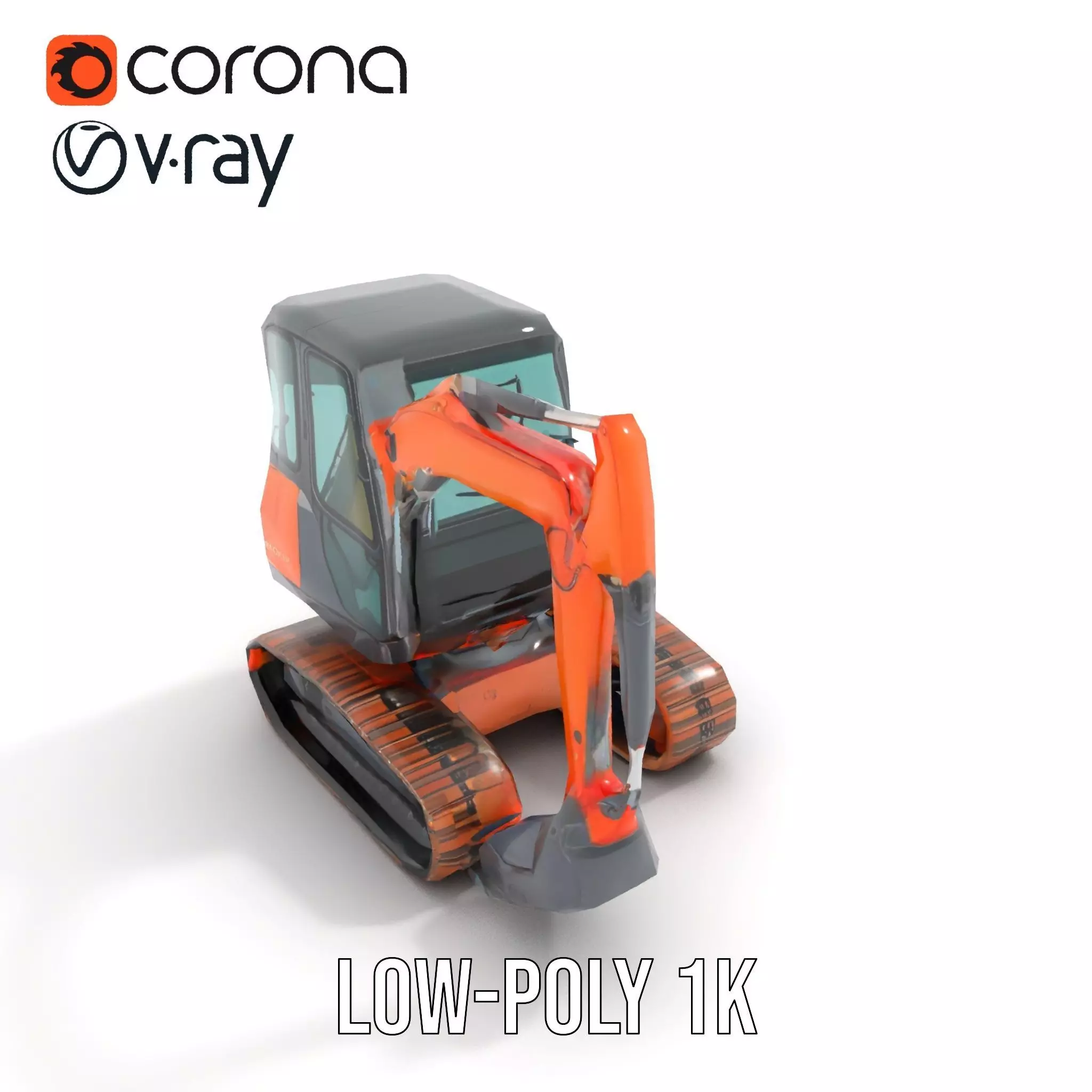 Orange Excavator model pack Low-poly 3D model_14