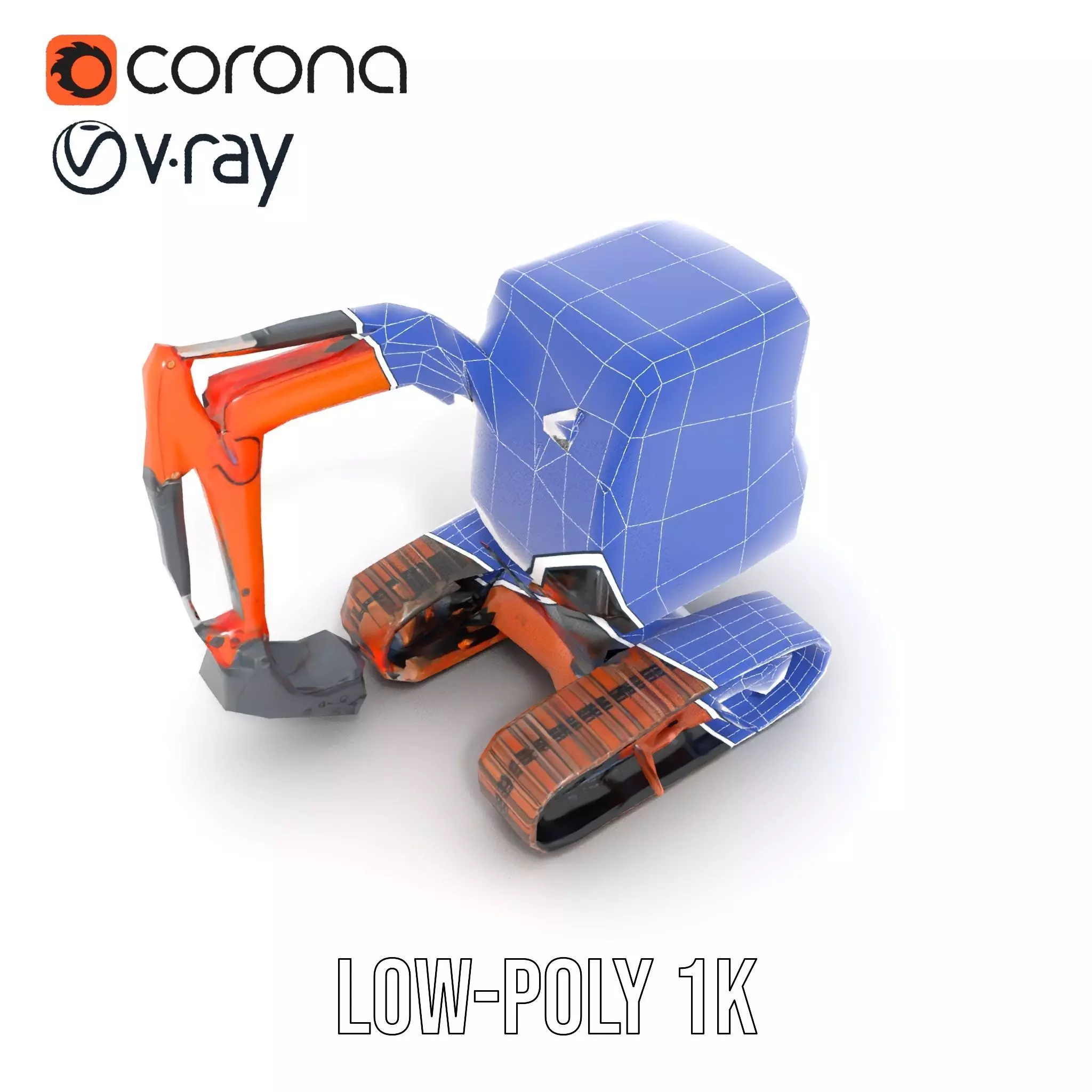 Orange Excavator model pack Low-poly 3D model_24