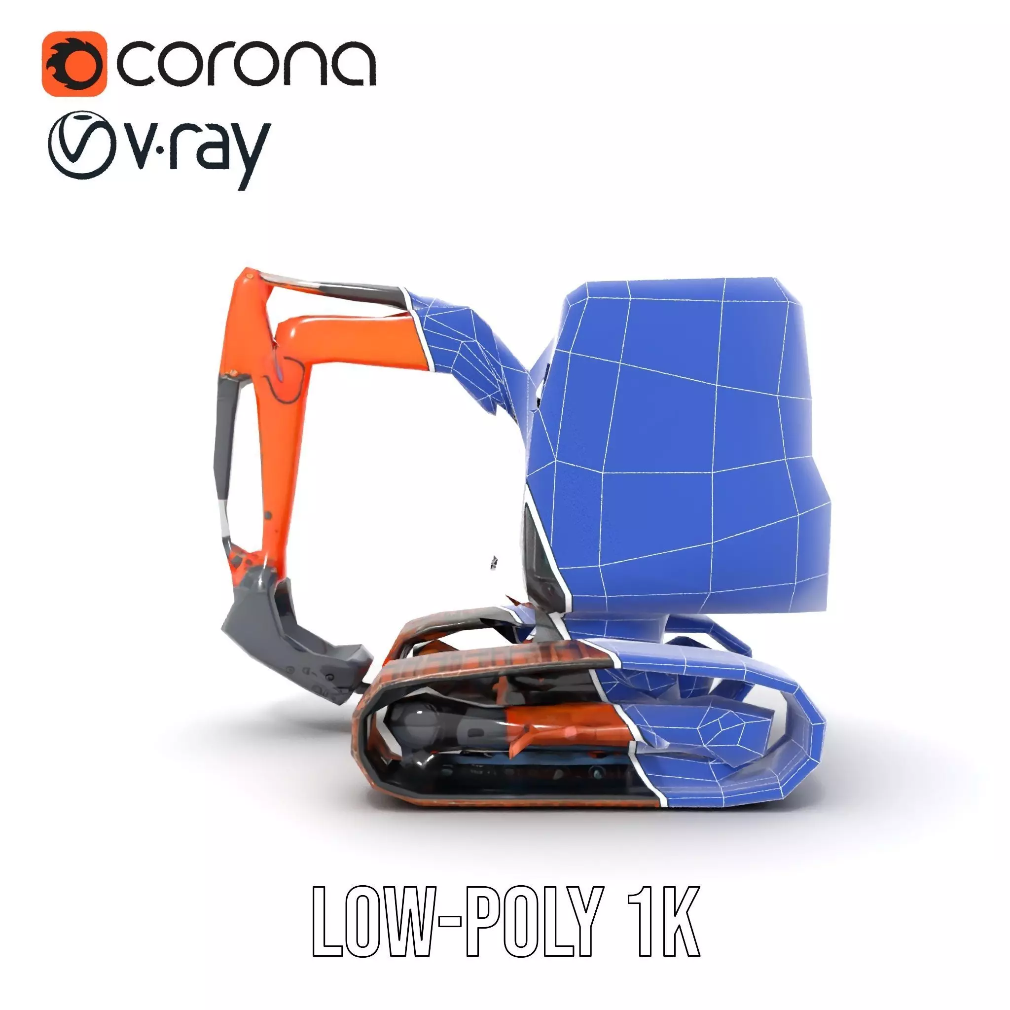 Orange Excavator model pack Low-poly 3D model_21
