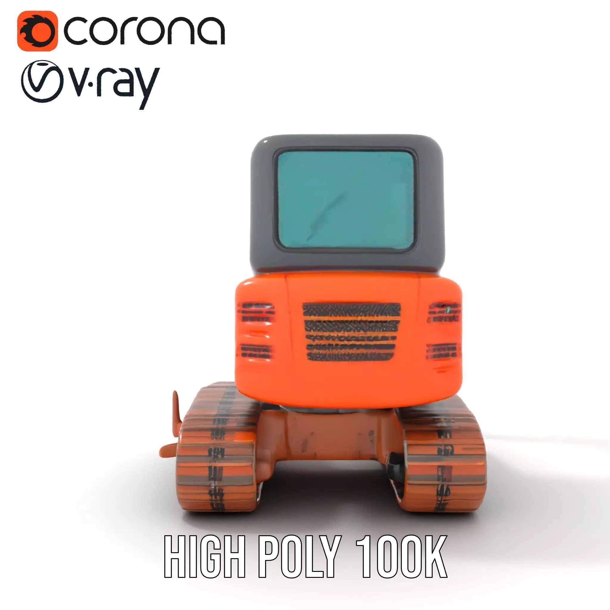 Orange Excavator model pack Low-poly 3D model_28