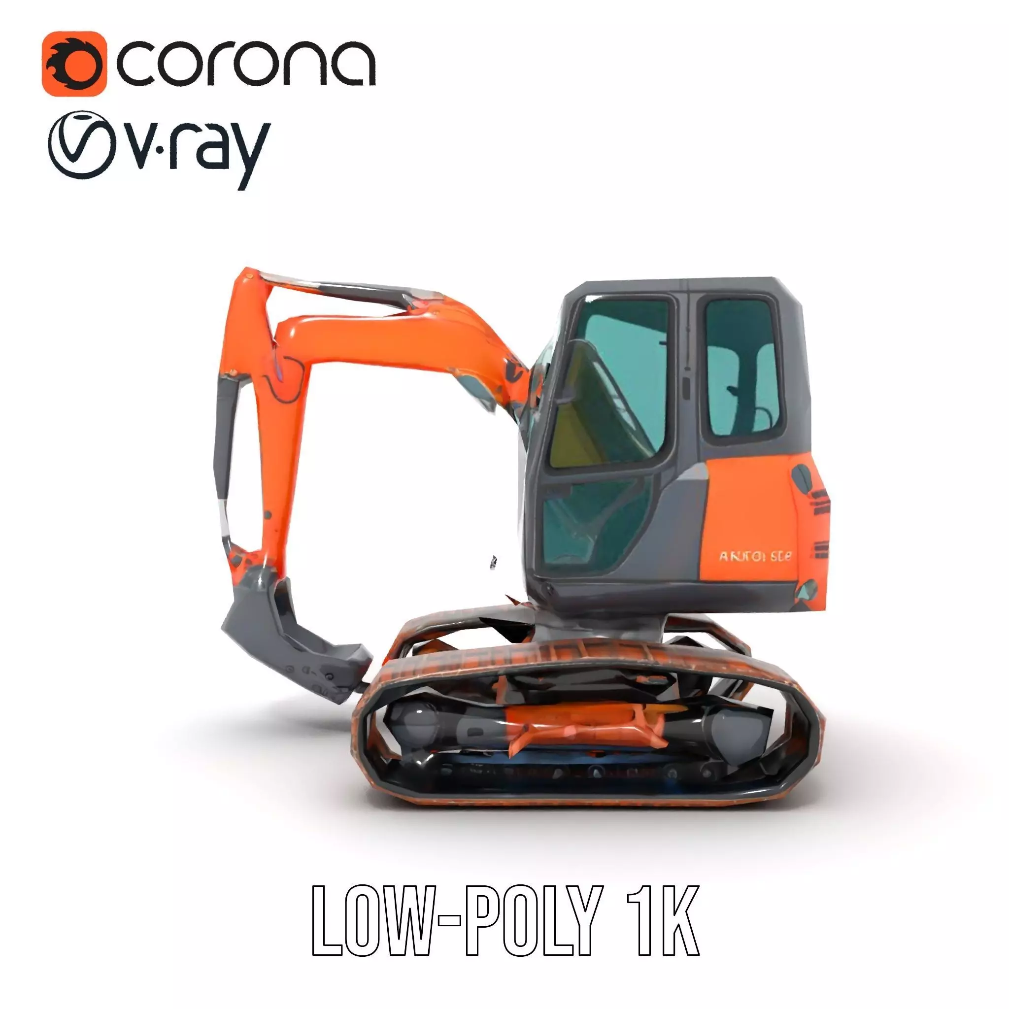 Orange Excavator model pack Low-poly 3D model_16