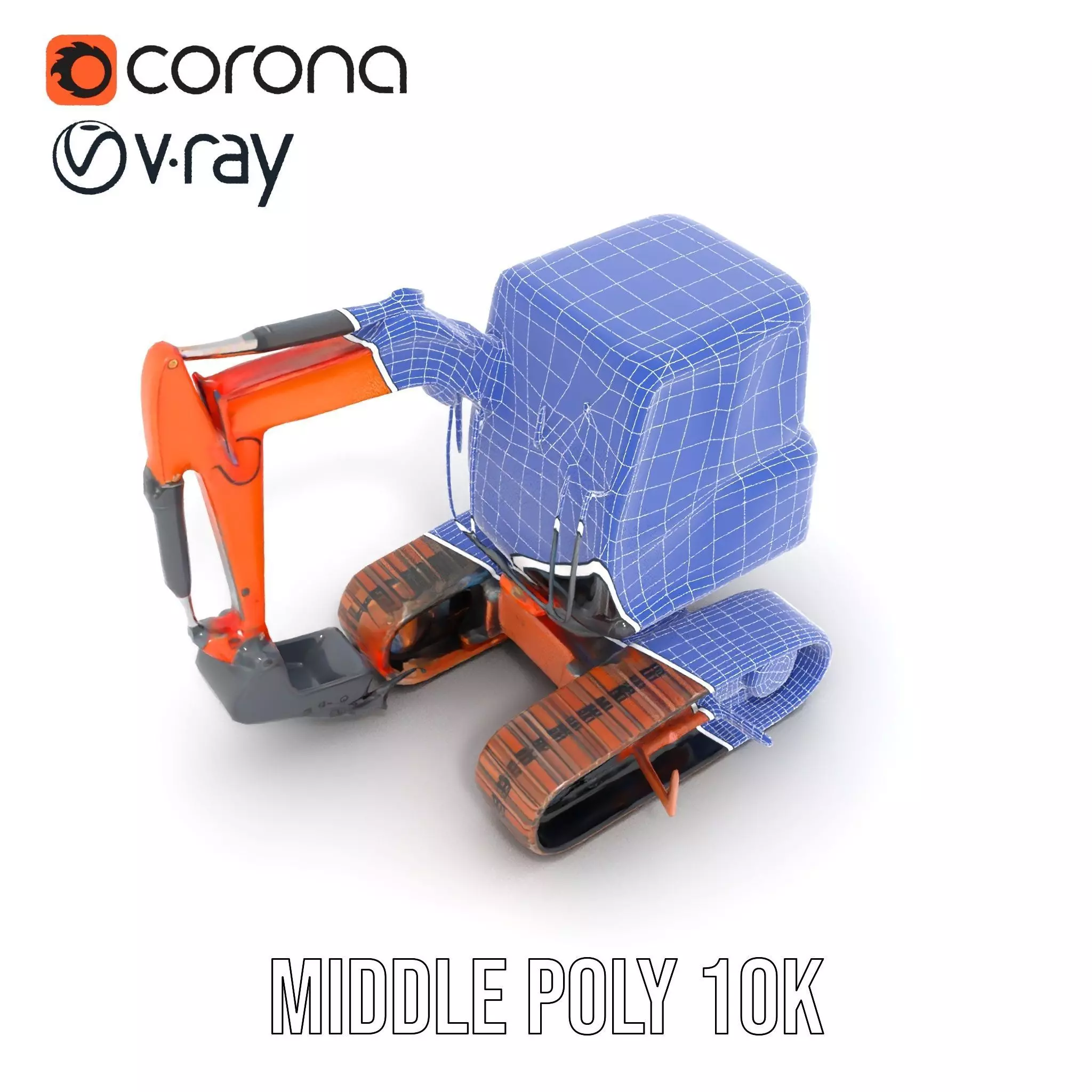 Orange Excavator model pack Low-poly 3D model_20