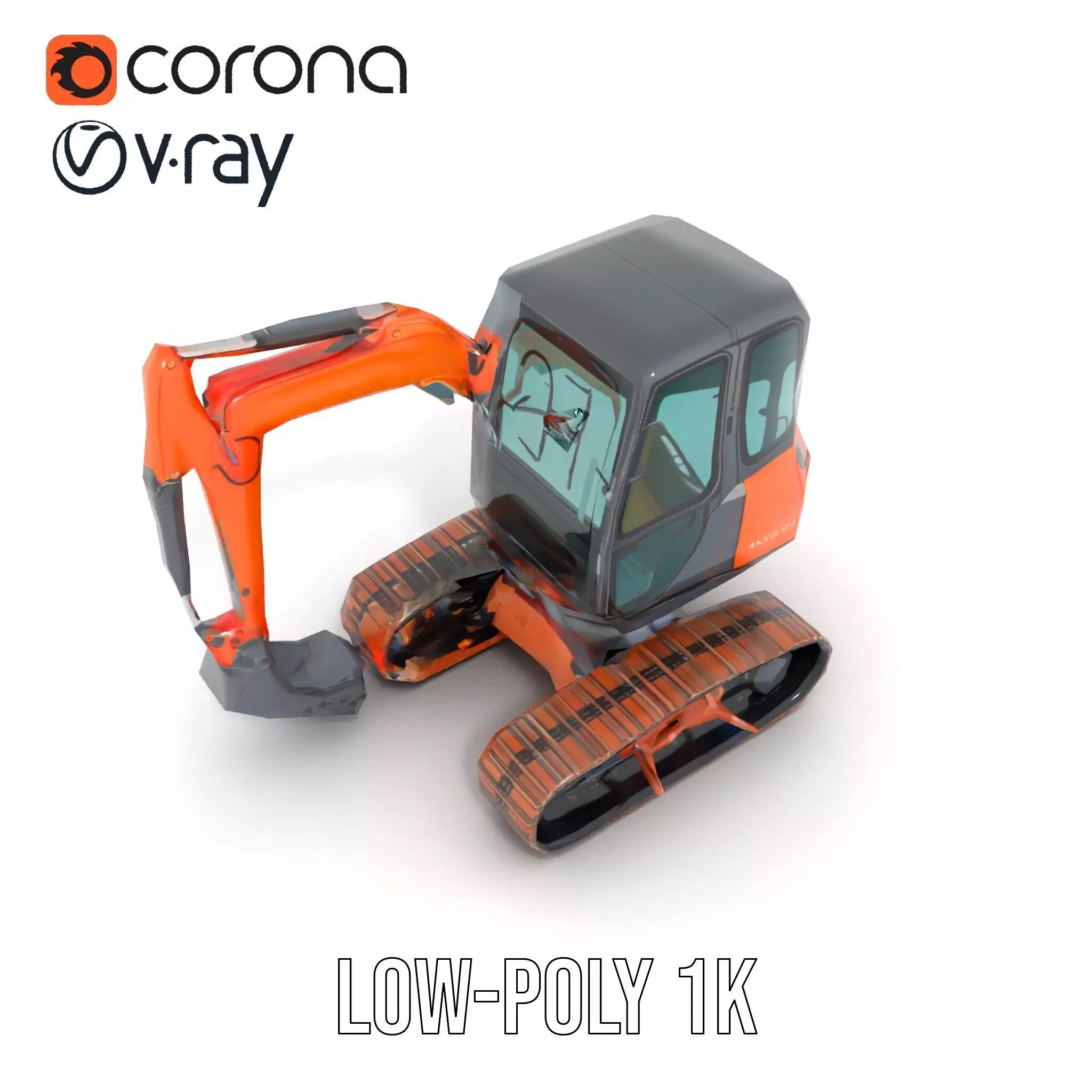 Orange Excavator model pack Low-poly 3D model_12
