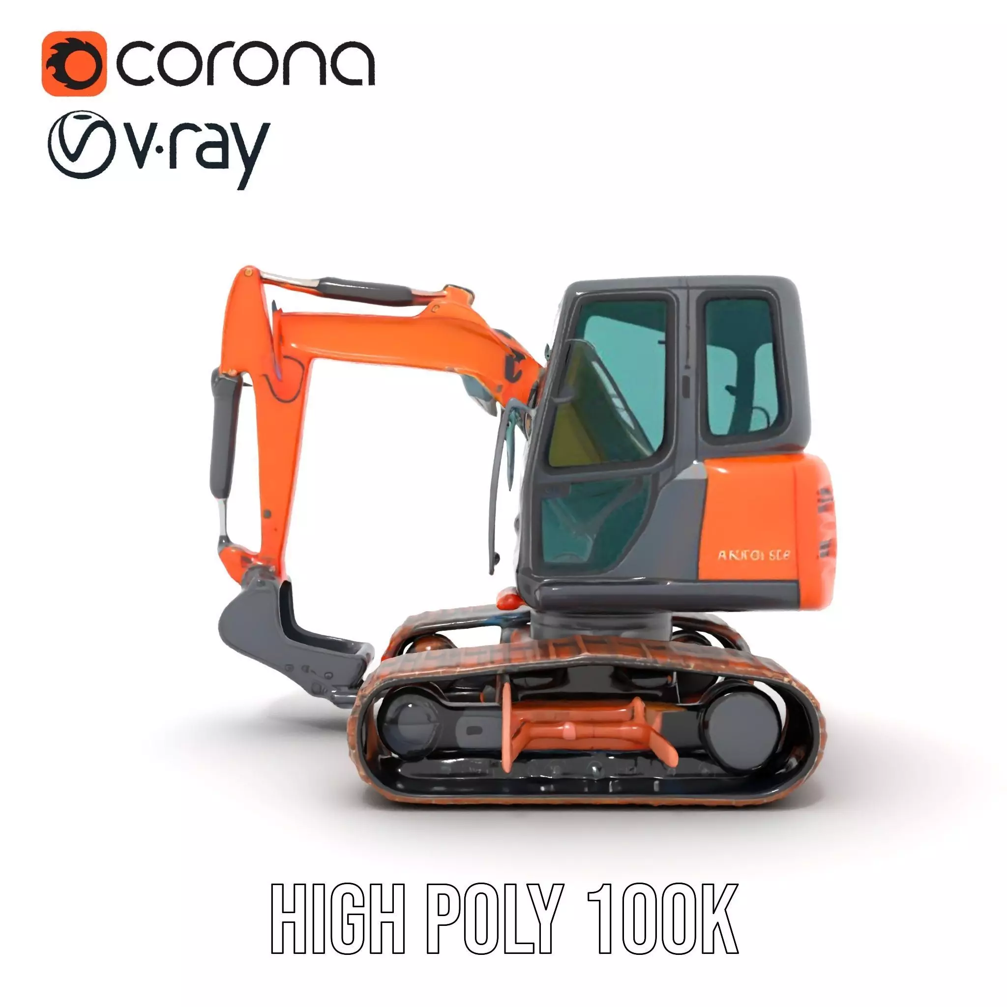 Orange Excavator model pack Low-poly 3D model_22