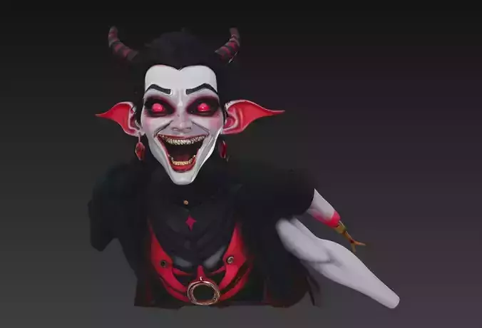 The Laughing Devil - Stylized Vampire Demon Bust 3D print model