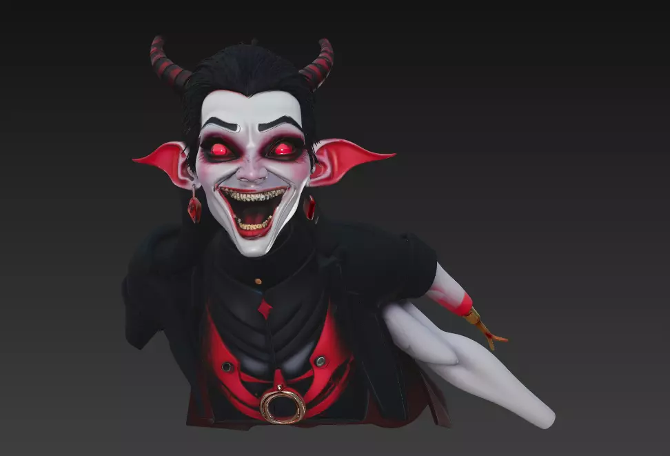 The Laughing Devil - Stylized Vampire Demon Bust 3D print model_0