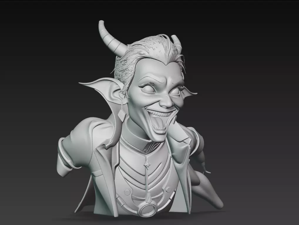 The Laughing Devil - Stylized Vampire Demon Bust 3D print model_7
