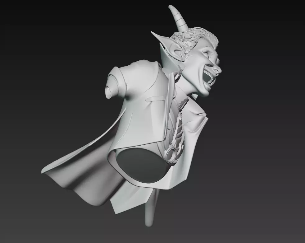 The Laughing Devil - Stylized Vampire Demon Bust 3D print model_6
