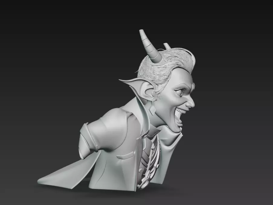 The Laughing Devil - Stylized Vampire Demon Bust 3D print model_4