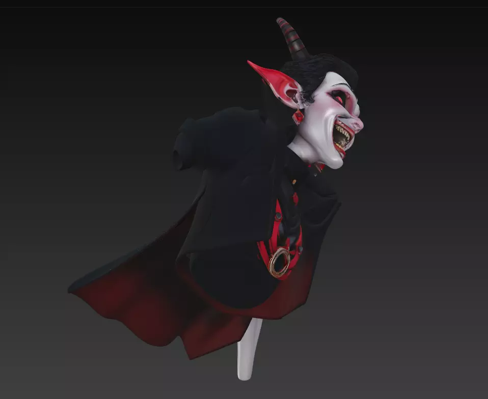 The Laughing Devil - Stylized Vampire Demon Bust 3D print model_2