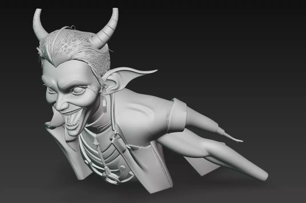 The Laughing Devil - Stylized Vampire Demon Bust 3D print model_8