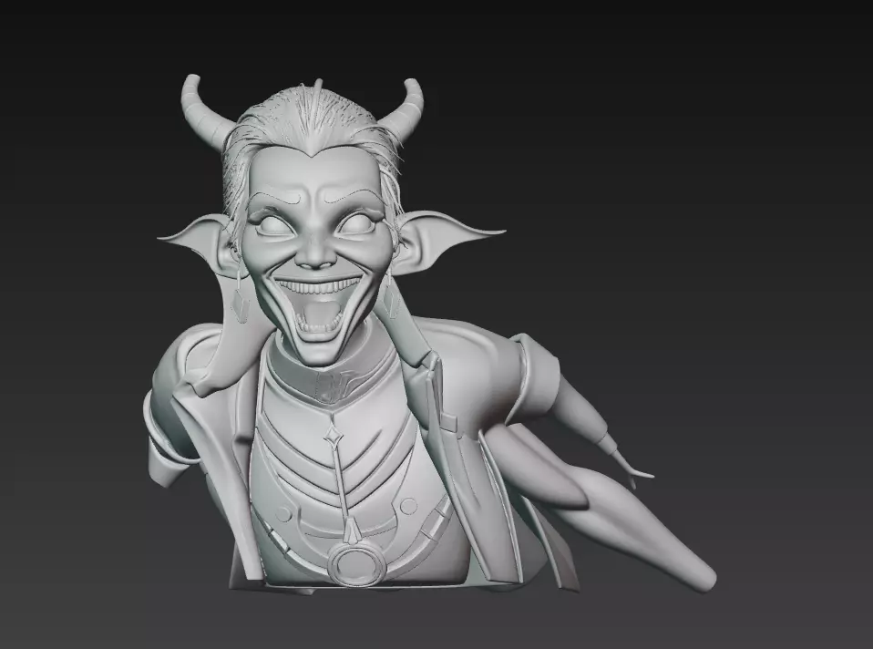 The Laughing Devil - Stylized Vampire Demon Bust 3D print model_9