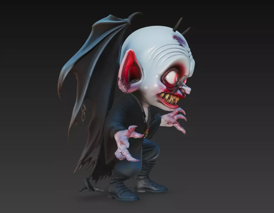 The Little Nosferatu - Stylized Mini Vampire Character 3D print model_2