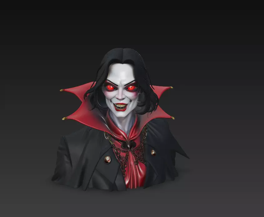 The Laughing Count - Stylized Vampire Bust Sculpture 3D print model_2