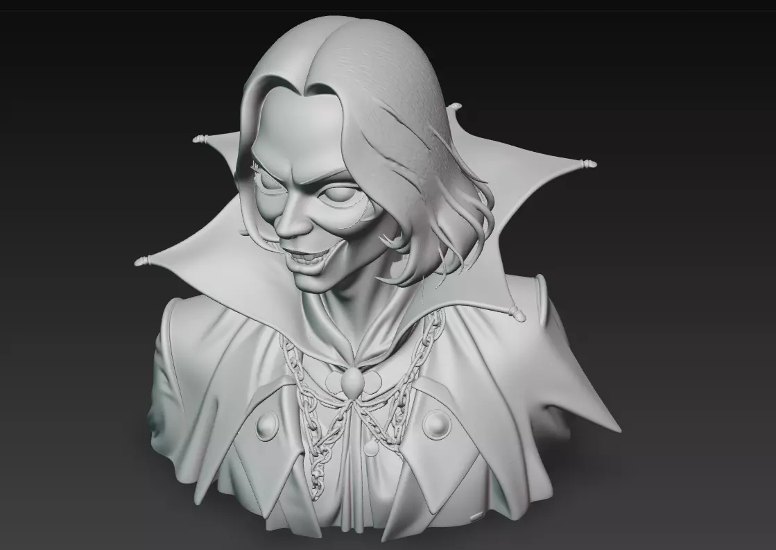 The Laughing Count - Stylized Vampire Bust Sculpture 3D print model_7