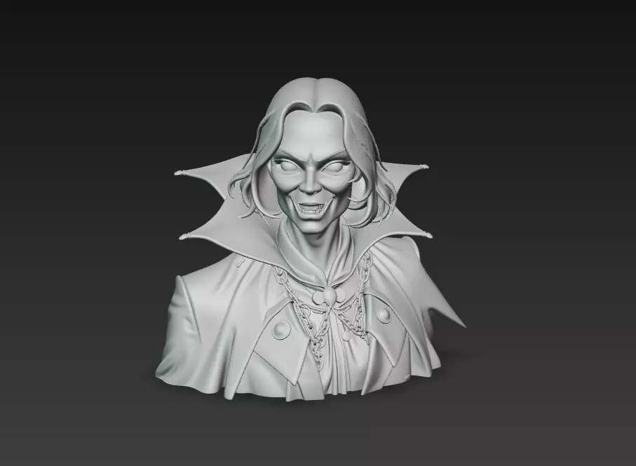 The Laughing Count - Stylized Vampire Bust Sculpture 3D print model_5