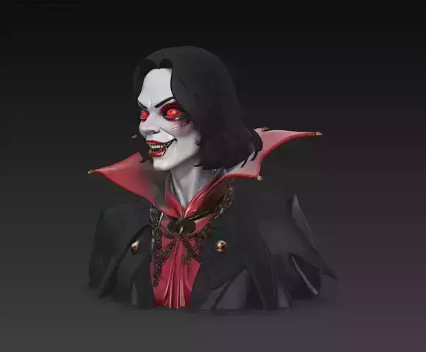 The Laughing Count - Stylized Vampire Bust Sculpture 3D print model The Laughing Count - Stylized Vampire Bust Sculpture 3D print model
