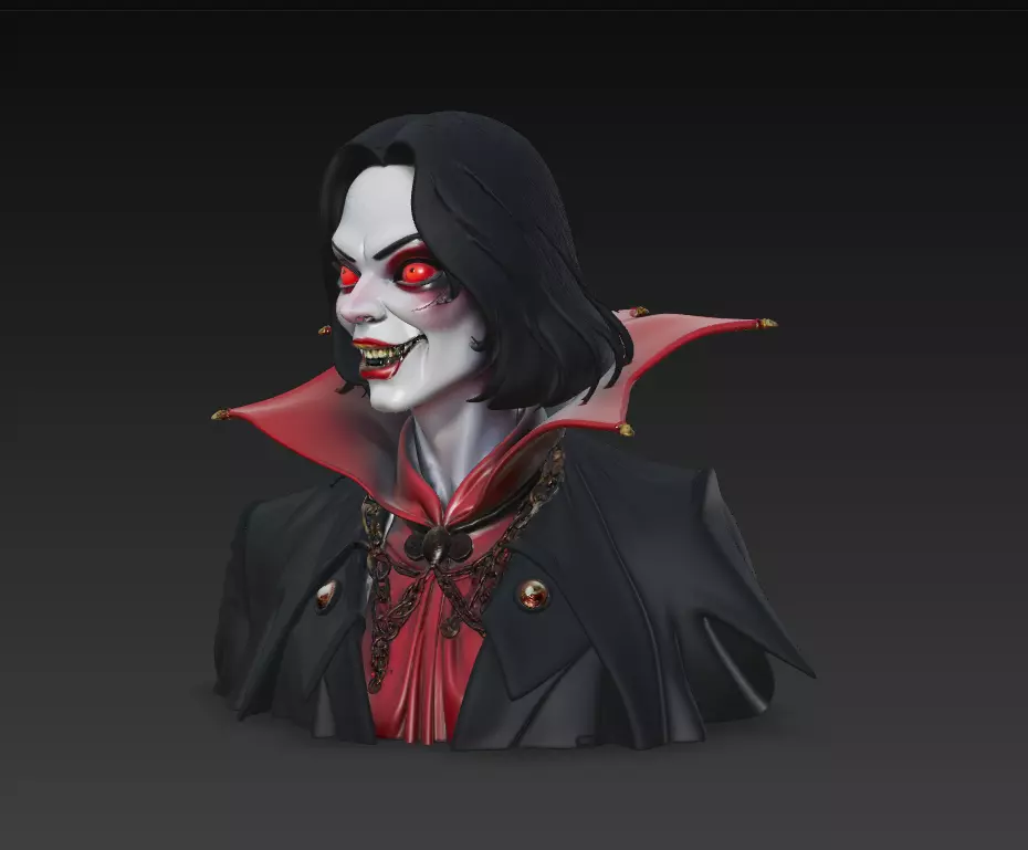 The Laughing Count - Stylized Vampire Bust Sculpture 3D print model_0