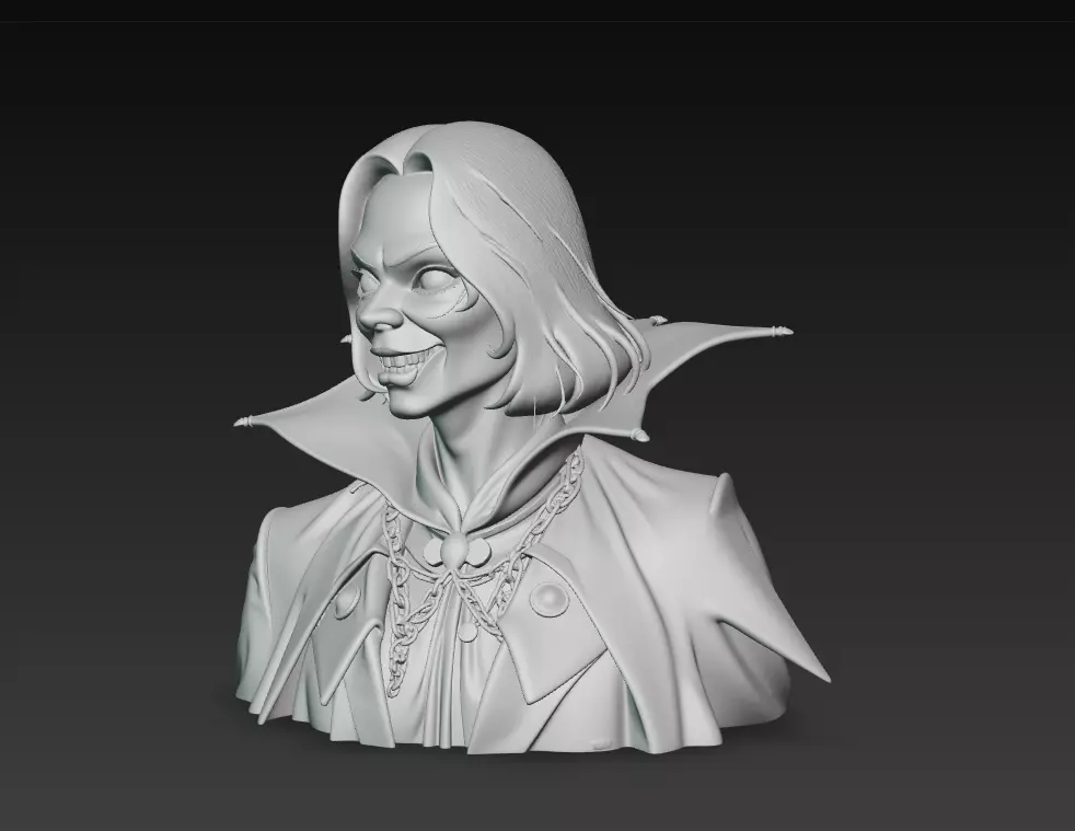The Laughing Count - Stylized Vampire Bust Sculpture 3D print model_6