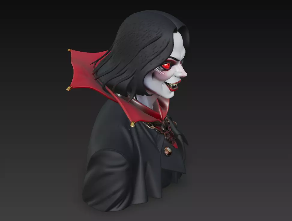 The Laughing Count - Stylized Vampire Bust Sculpture 3D print model_4