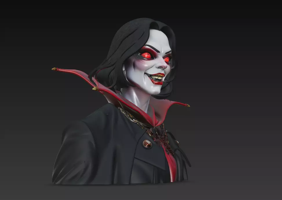 The Laughing Count - Stylized Vampire Bust Sculpture 3D print model_1