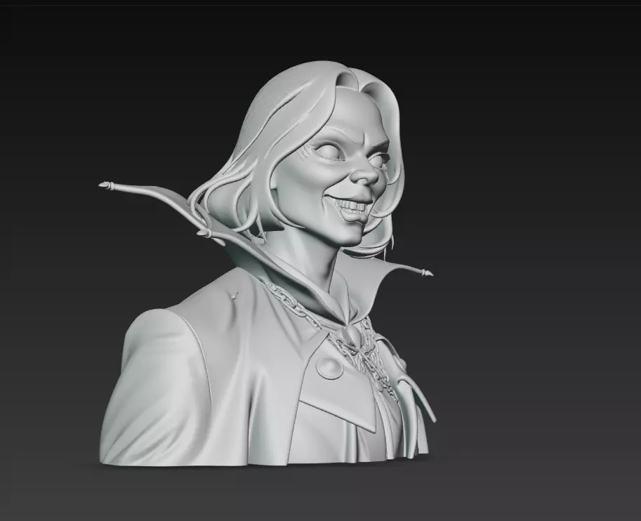 The Laughing Count - Stylized Vampire Bust Sculpture 3D print model_8
