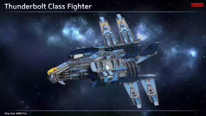 Spaceship Fighter Thunderbolt Reupload Low-poly 3D model