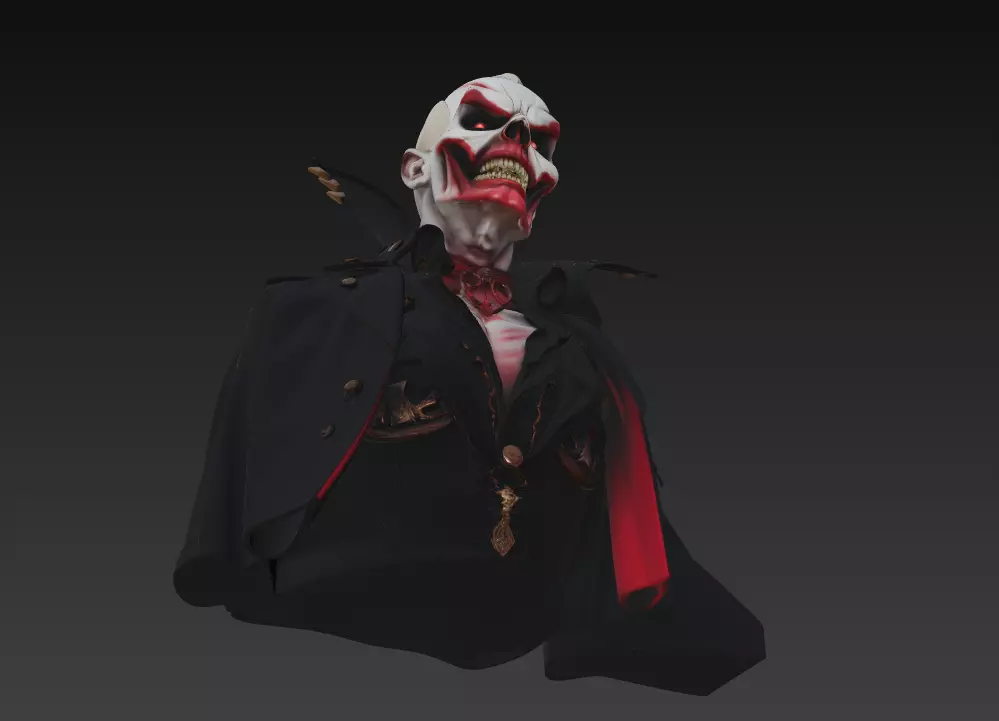The Crimson Marquis - Gothic Vampire Demon Bust 3D print model_3