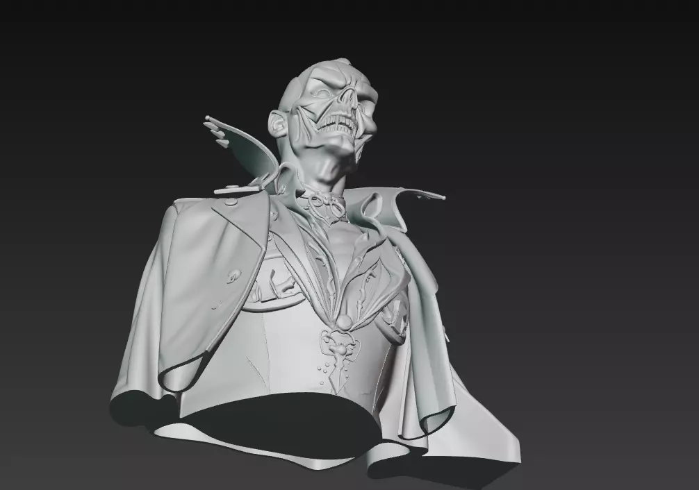 The Crimson Marquis - Gothic Vampire Demon Bust 3D print model_7
